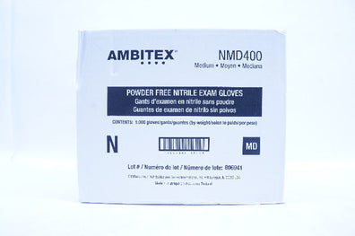 Ambitex NMD400 Nitrile Powder-Free Exam Gloves Medium - Box of 1000